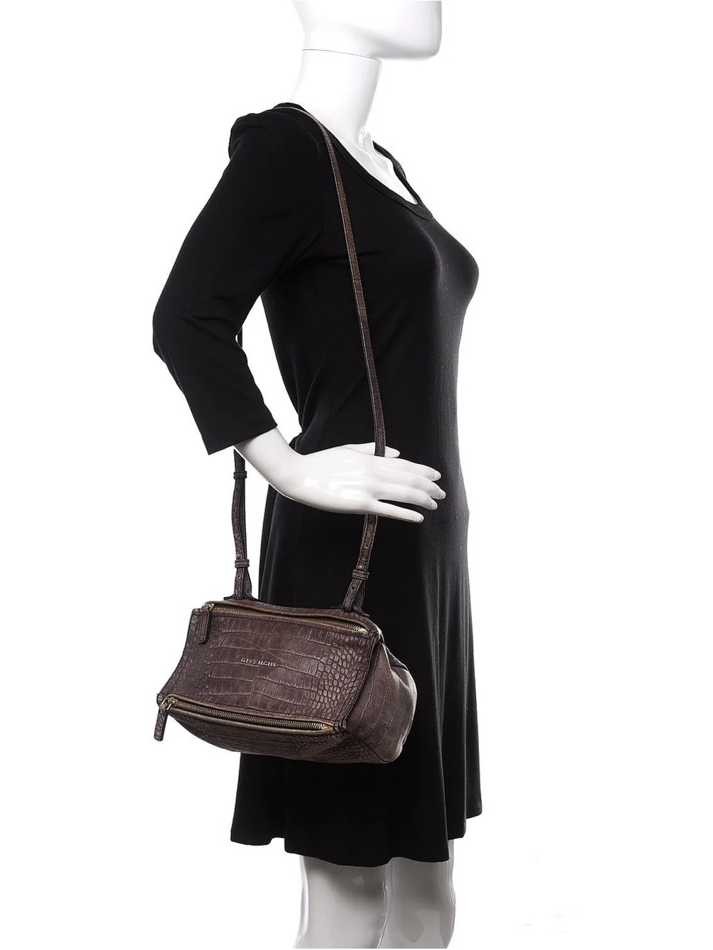GIVENCHY Rare & Sold Out Calfskin Crocodile Embossed Mini Pepe Pandora Grey 2014